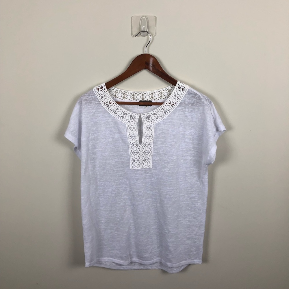 Crosby. White Blouse with Detailed Neckline Size M